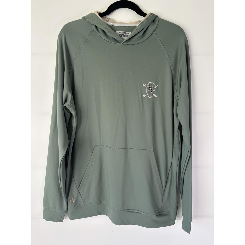 Straight Down Hoodie Mens Large Green Pullover Golf Lightweight Tiger Woods